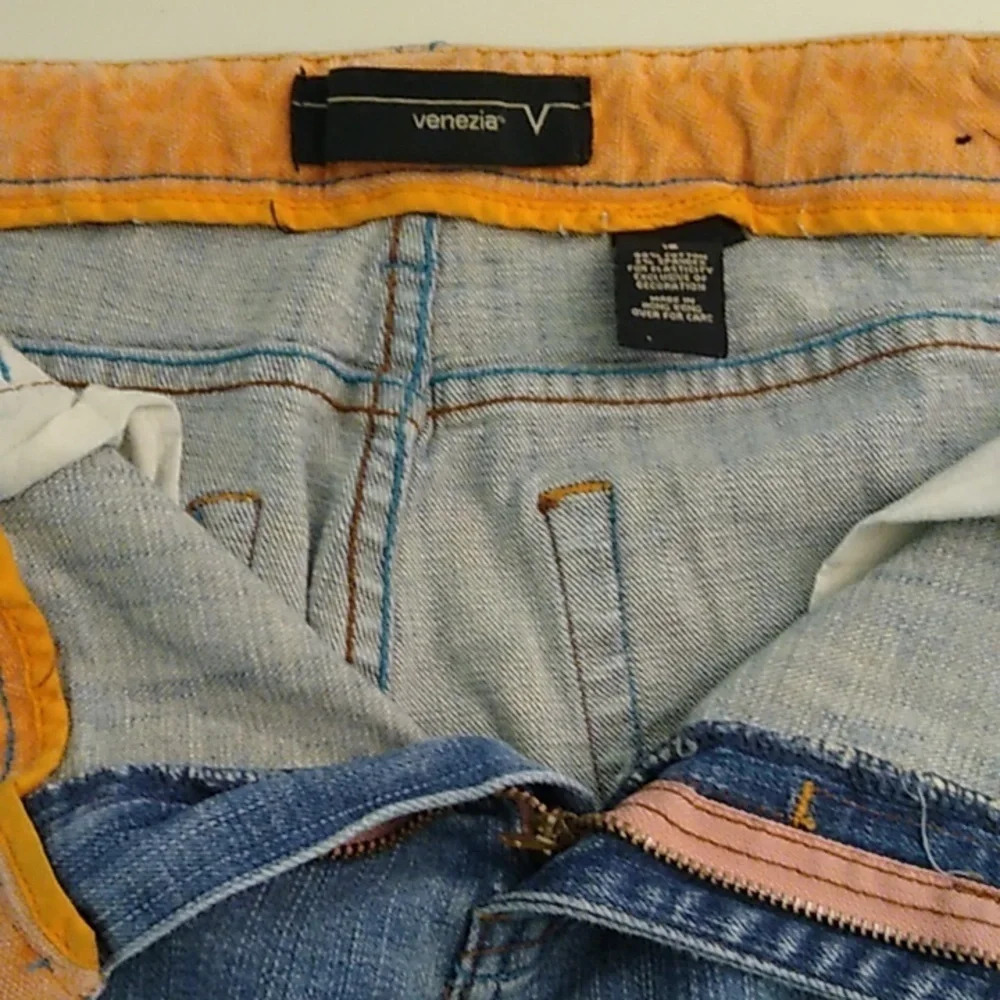 VENEZIA BOHO, COTTAGE CORE EMBROIDERED, BEADED, HIGHWAIST, STRAIGHT LEG, JEANS - Picture 5 of 10